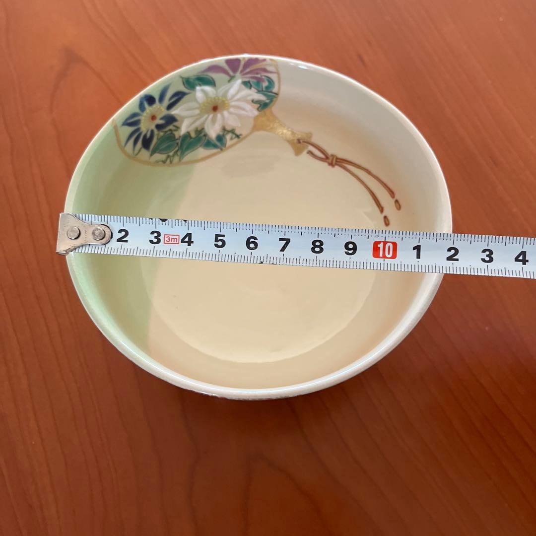 抹茶茶碗　壱休窯　仁清掛分団扇