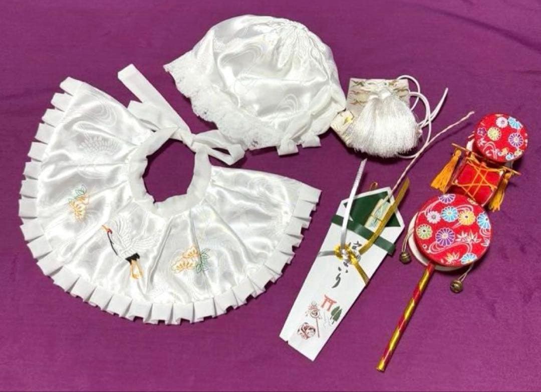 お宮参り　一つ身着物＋小物セット　男の子　正絹　からし色　鷹柄