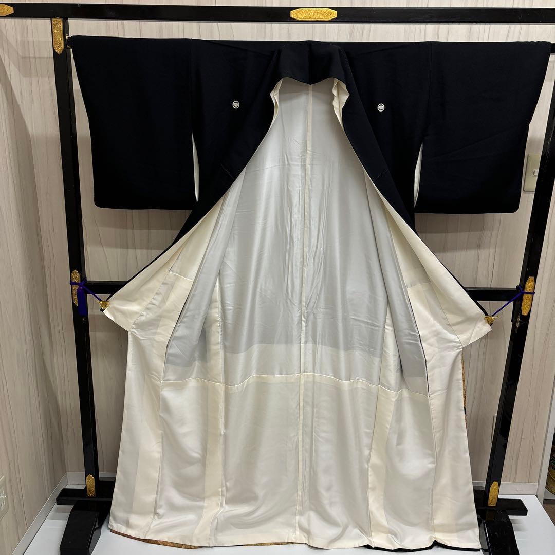 K*o様 豪華 黒留袖 金彩 一部刺繍 鳥 比翼仕立 正絹 広衿 袷 着物 AK