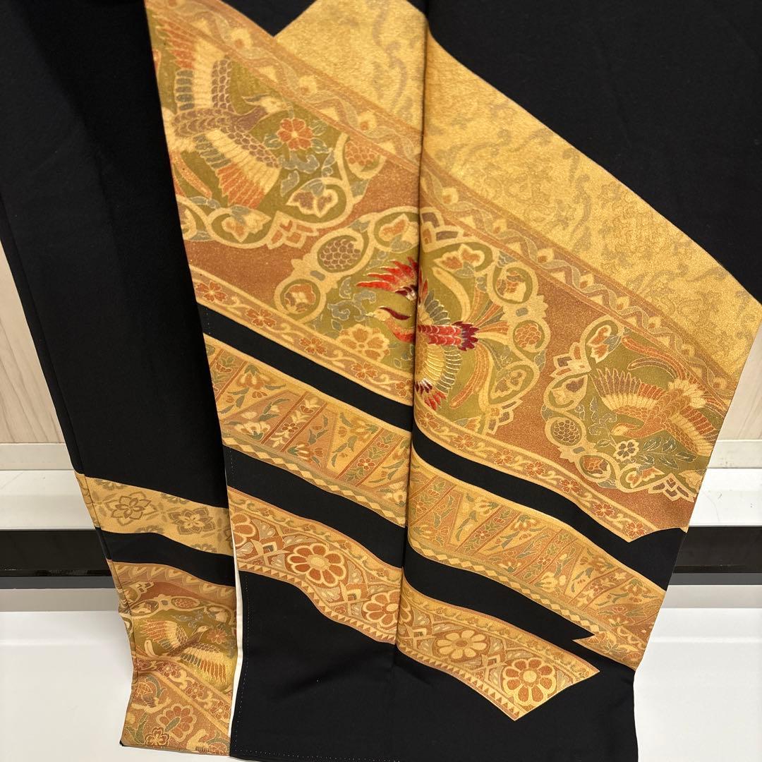 K*o様 豪華 黒留袖 金彩 一部刺繍 鳥 比翼仕立 正絹 広衿 袷 着物 AK