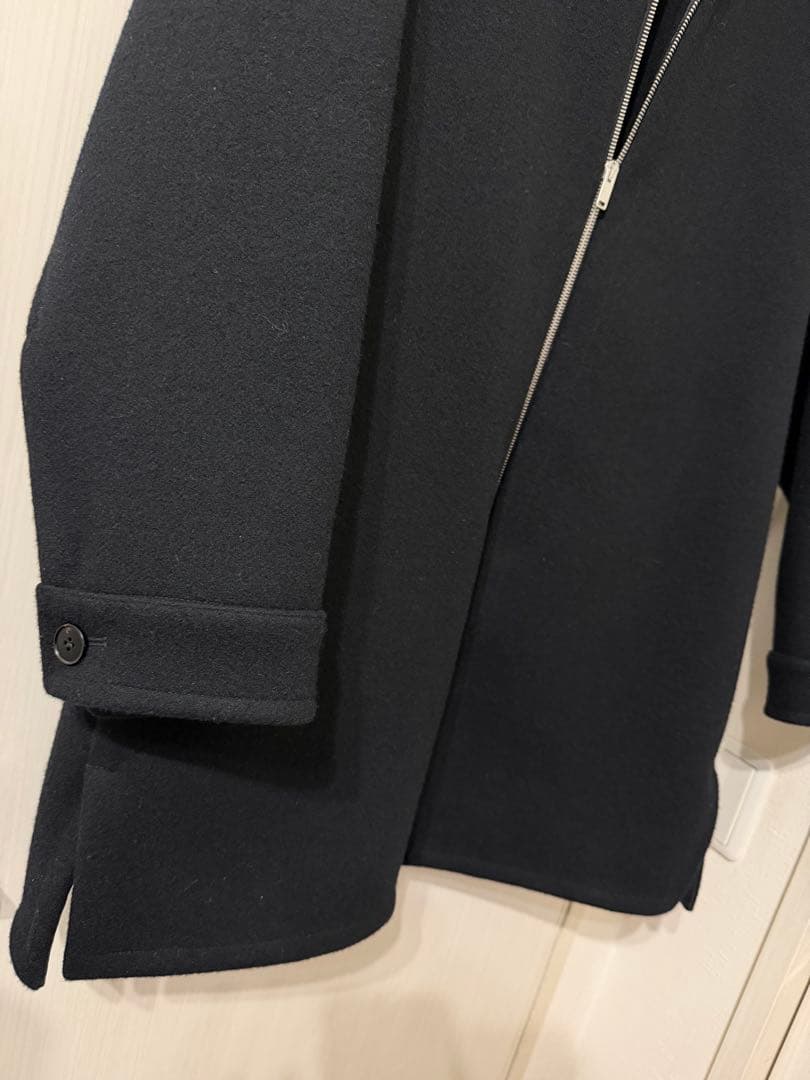 半額以下JIL SANDER ブラック ジップアップフェルトコート