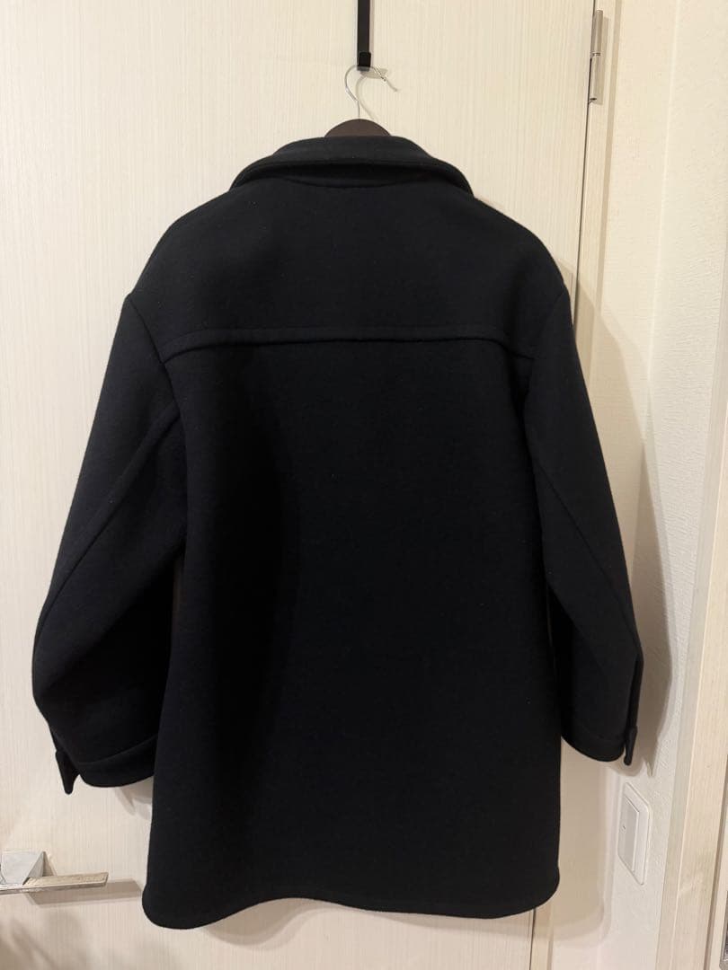 半額以下JIL SANDER ブラック ジップアップフェルトコート