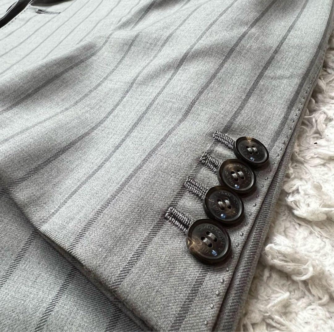 スーツ スリーピース オーダー ビスポーク ドーメル　 ストライプ グレー