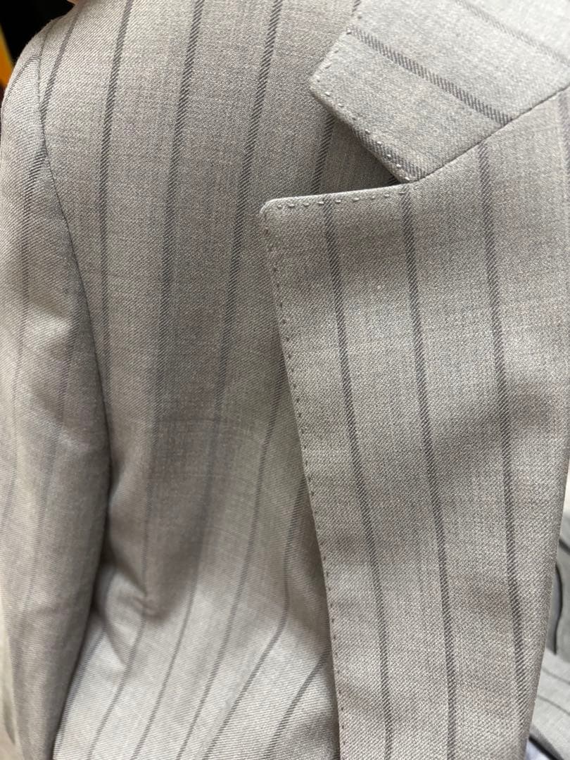 スーツ スリーピース オーダー ビスポーク ドーメル　 ストライプ グレー