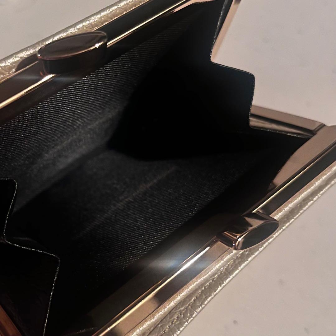 皇居限定　二つ折りがま口財布　ゴールド