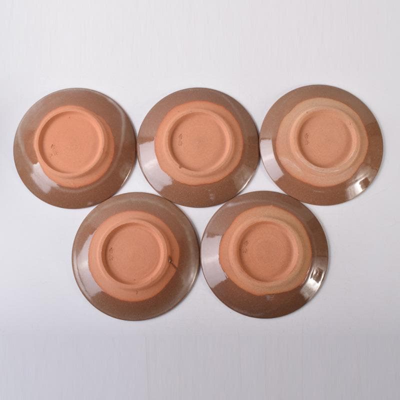 和食器　三浦竹軒作　一力皿　五客　共布共箱　C　7986