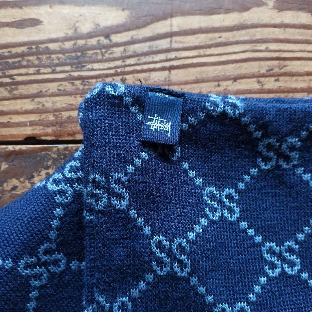 小物 STUSSY logo/monogram MUFFLER navy