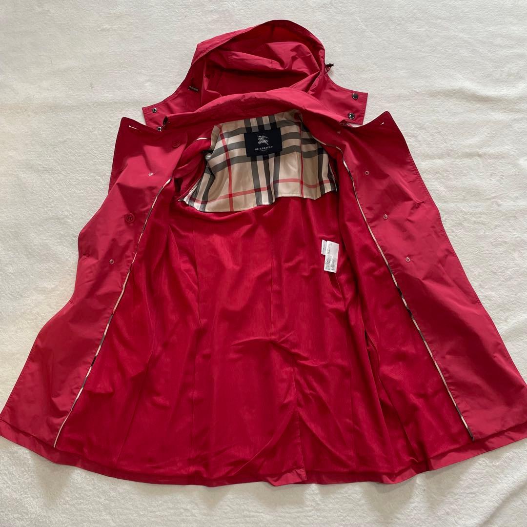 バーバリーロンドン　スプリングコート　レッド　ノバチェック　大きいサイズ　44