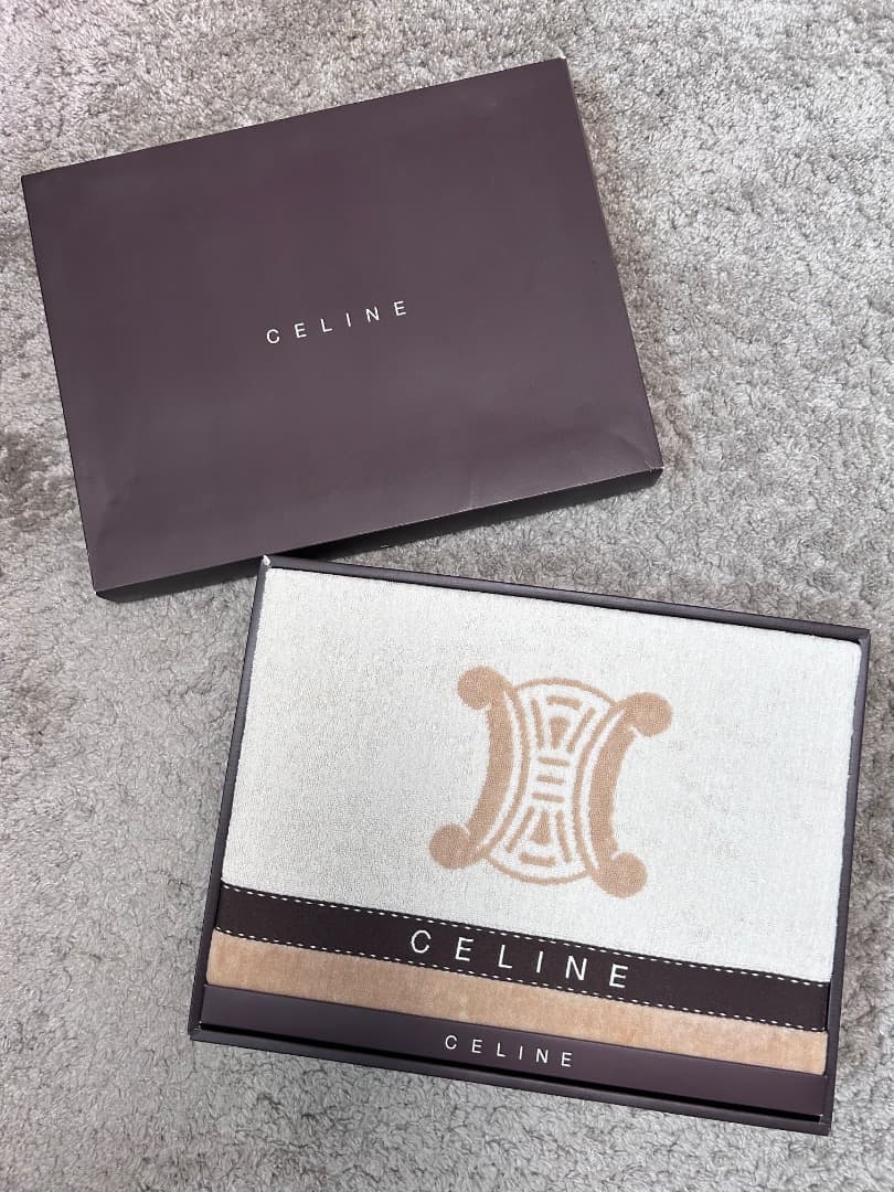 未使用　CELINE セリーヌ　マカダム　タオルケット　綿　　140×190cm