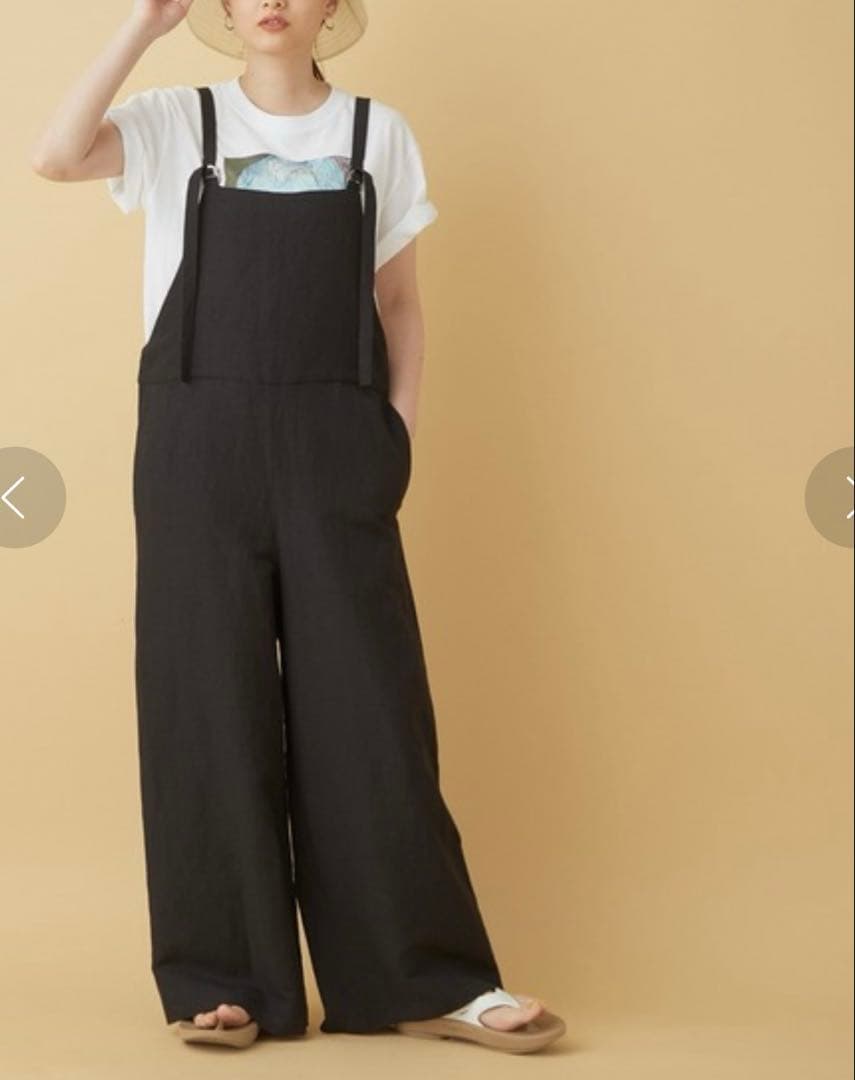 さぼ様♡【美品】ADAM ET ROPE'☆＜逸品シリーズ＞バンブーリネンサロペ