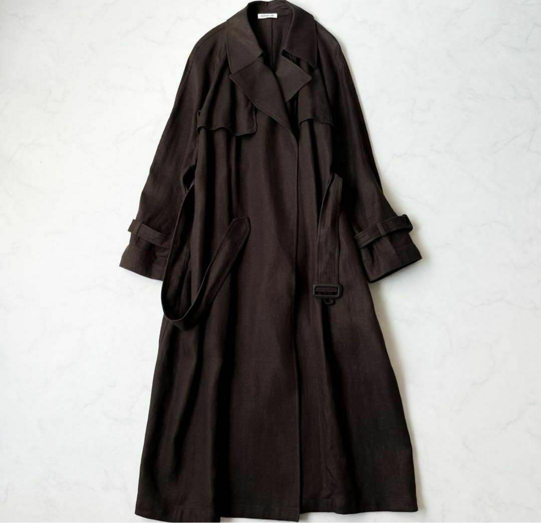 極美品✨ドゥーズィエムクラス　リネントレンチコート　茶