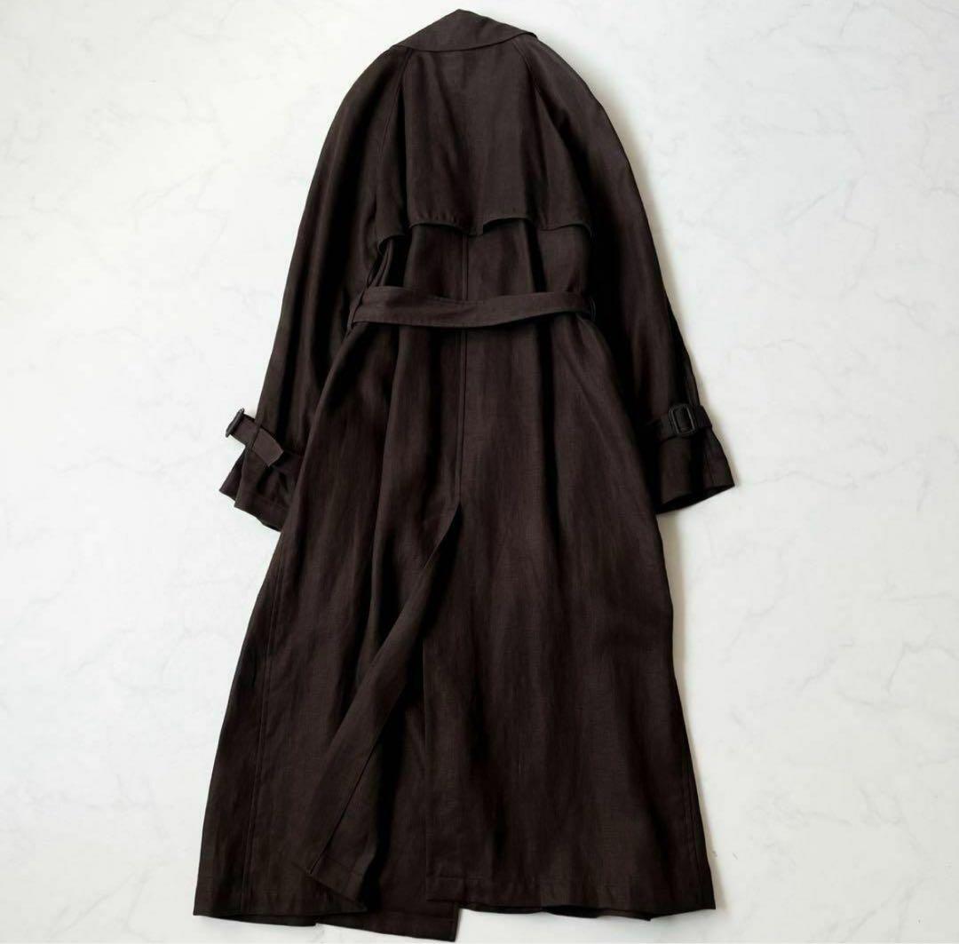 極美品✨ドゥーズィエムクラス　リネントレンチコート　茶