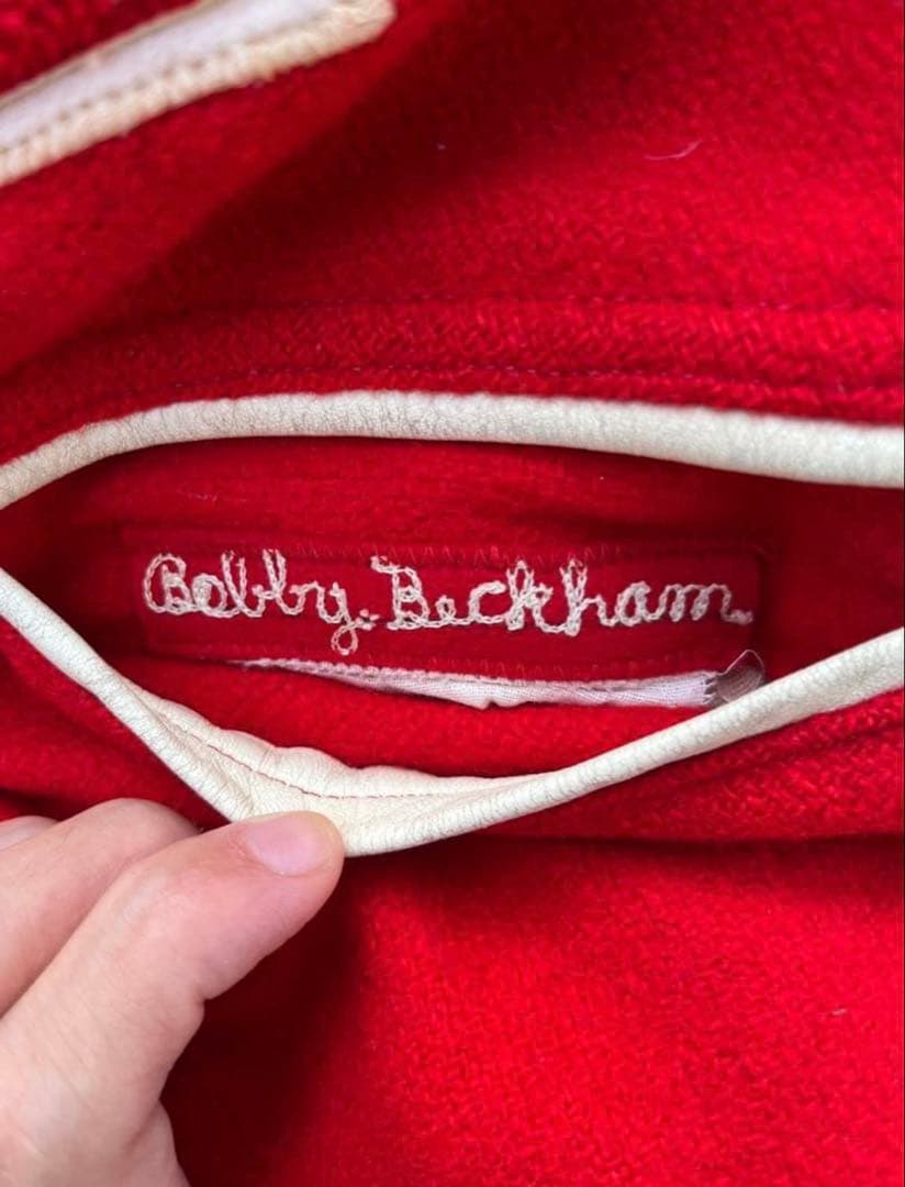 70s 80s スタジャン ウール レッド