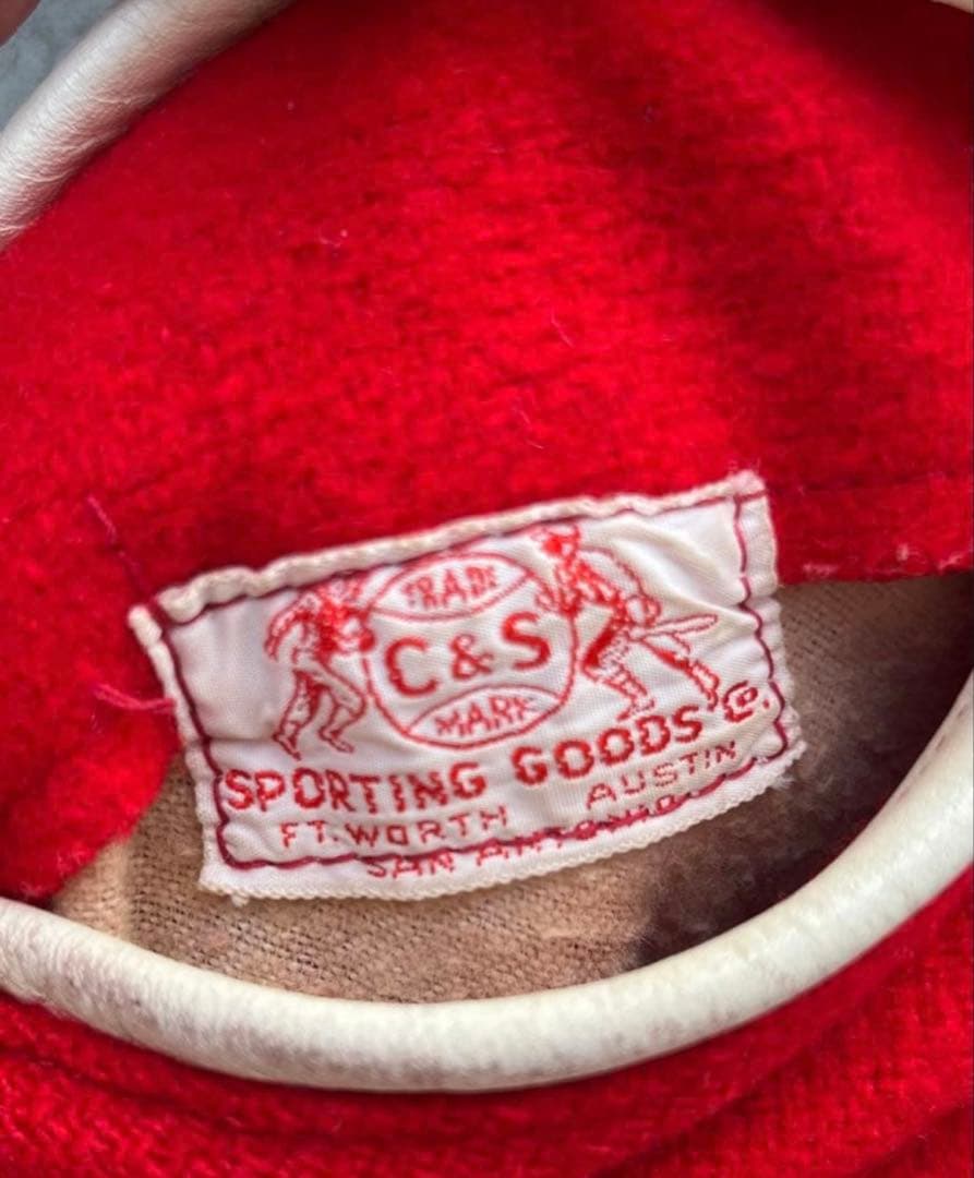 70s 80s スタジャン ウール レッド