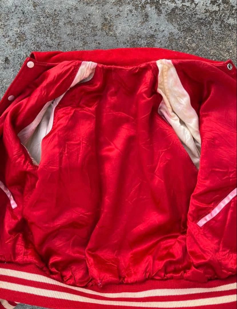 70s 80s スタジャン ウール レッド