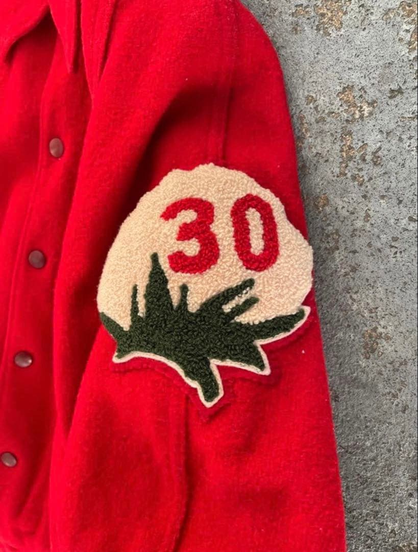 70s 80s スタジャン ウール レッド