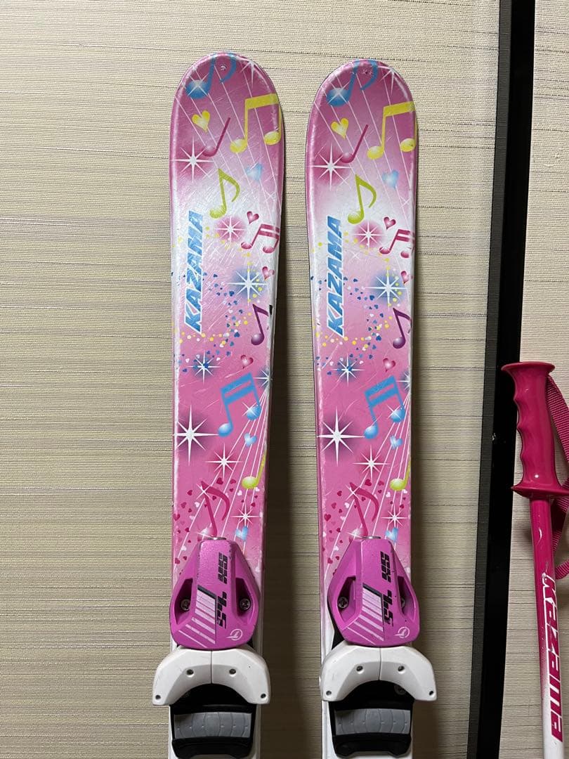 スキー3点セット KAZAMA 100cm ピンク スキー板 ストック ブーツ