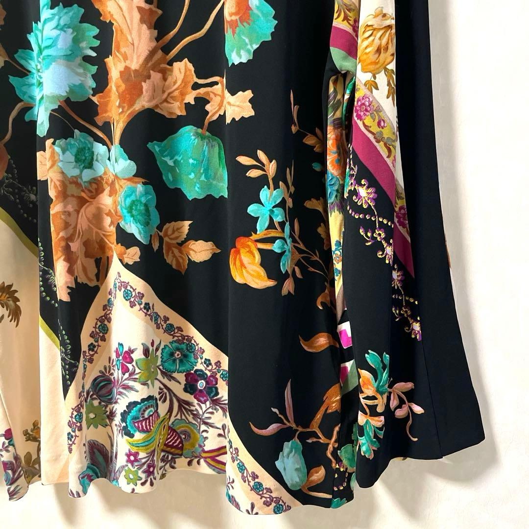 ETRO エトロ 長袖 クールネック 花柄 ストレッチ 46大きいサイズ