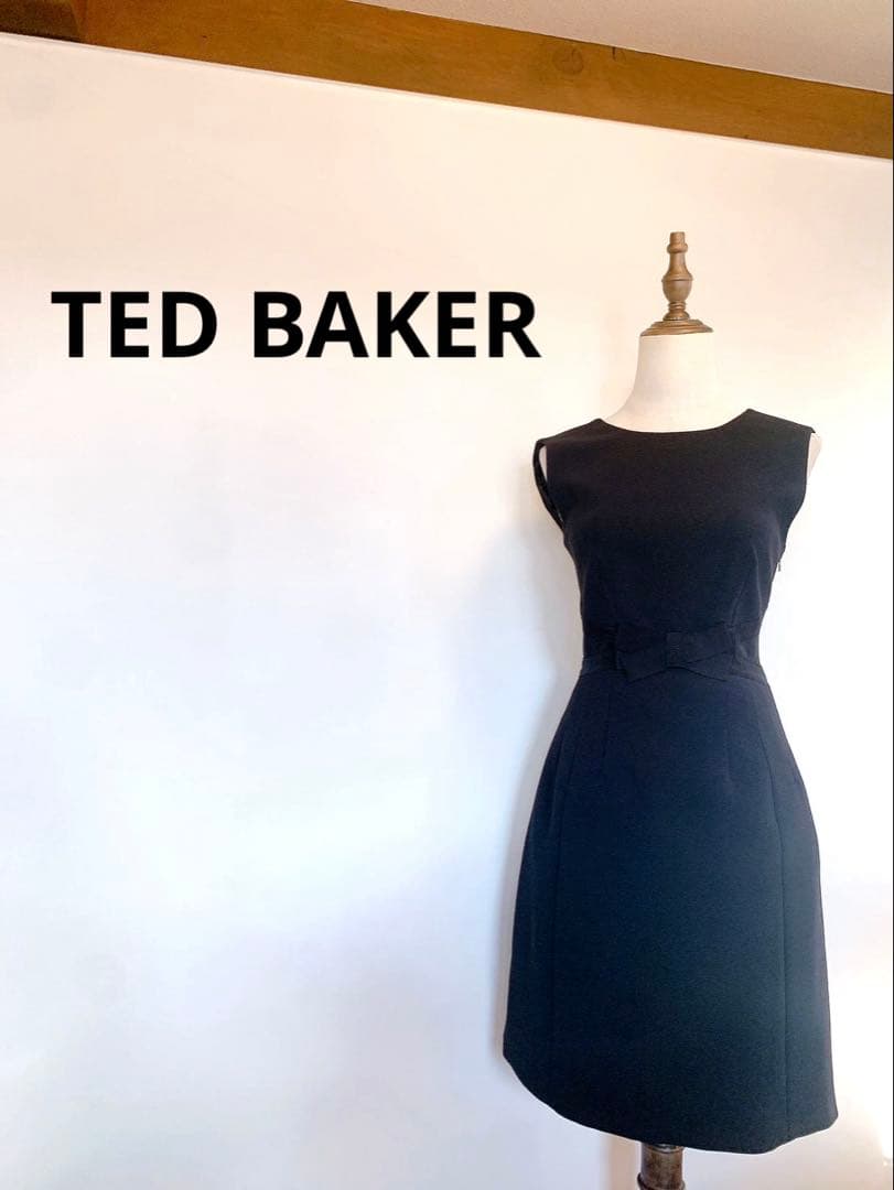 【極美品】TED BAKER ビジューブラックドレスワンピース1123