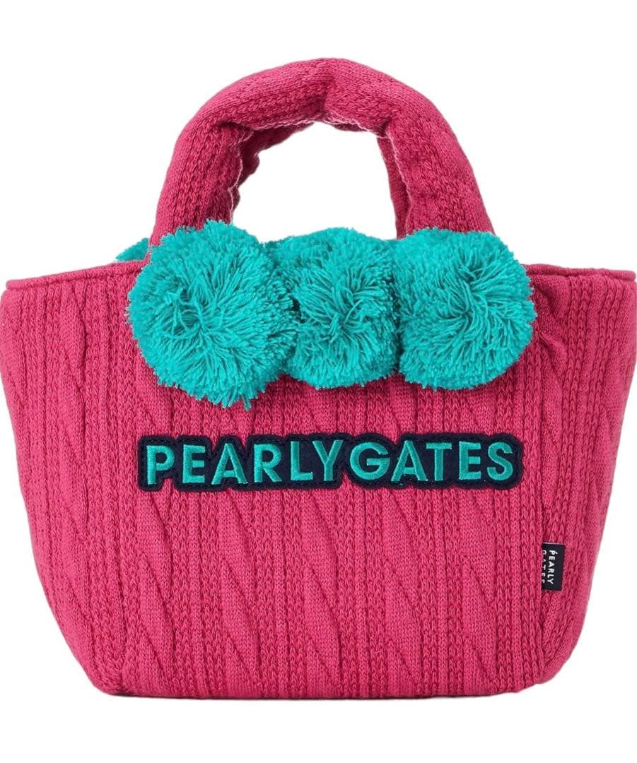 新品 未使用 PEARLY GATES ケーブルニット カートバッグ ピンク