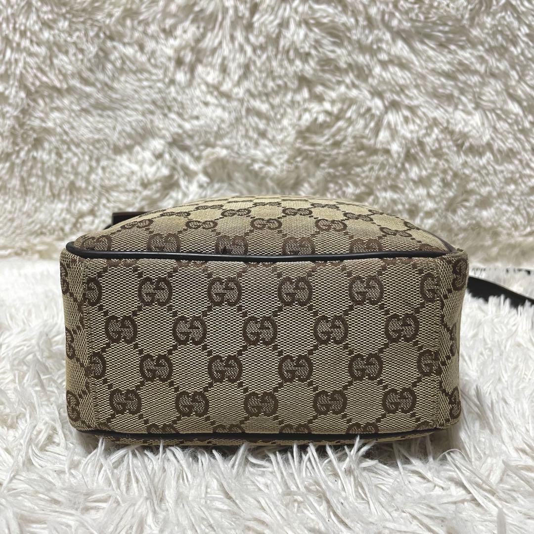 【良品】GUCCI グッチ　ショルダーバッグ　サコッシュ　キャンバス　ブラウン