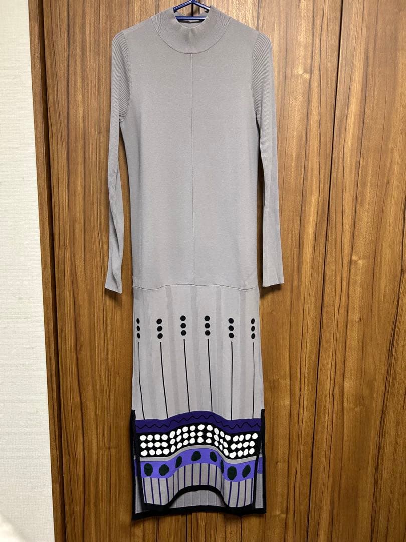 美品★ ミックスドットジャカードニットワンピース