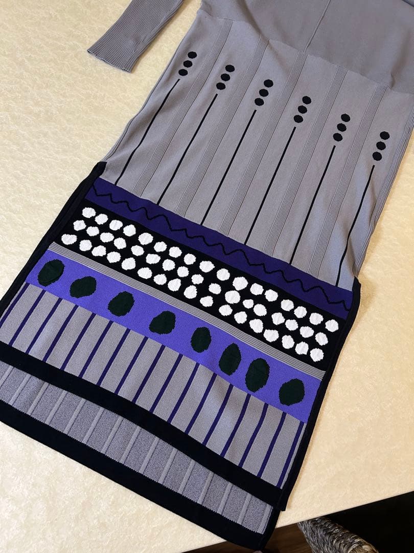 美品★ ミックスドットジャカードニットワンピース