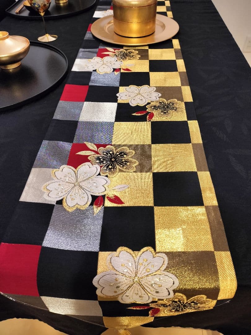 A644★逸品‼️豪華刺繍‼️ひな祭り‼️袋帯正絹テーブルランナー2m16cm