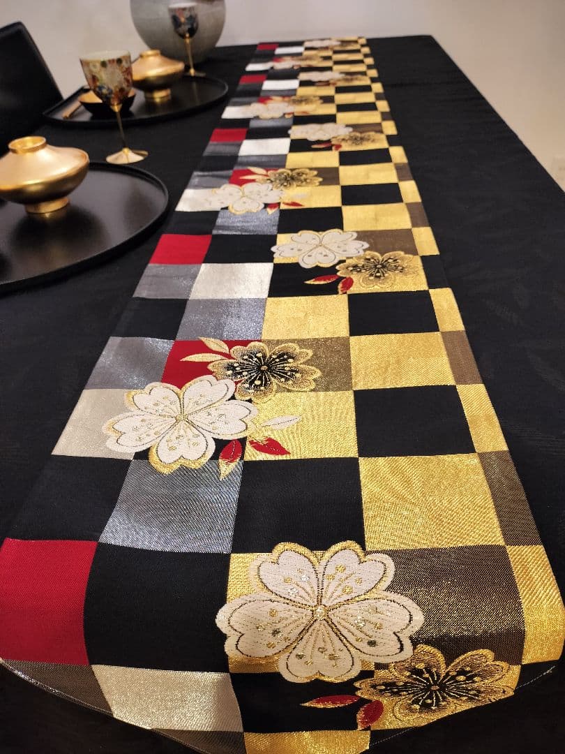 A644★逸品‼️豪華刺繍‼️ひな祭り‼️袋帯正絹テーブルランナー2m16cm
