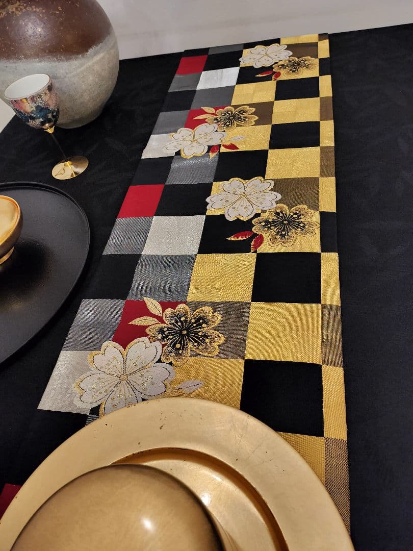 A644★逸品‼️豪華刺繍‼️ひな祭り‼️袋帯正絹テーブルランナー2m16cm