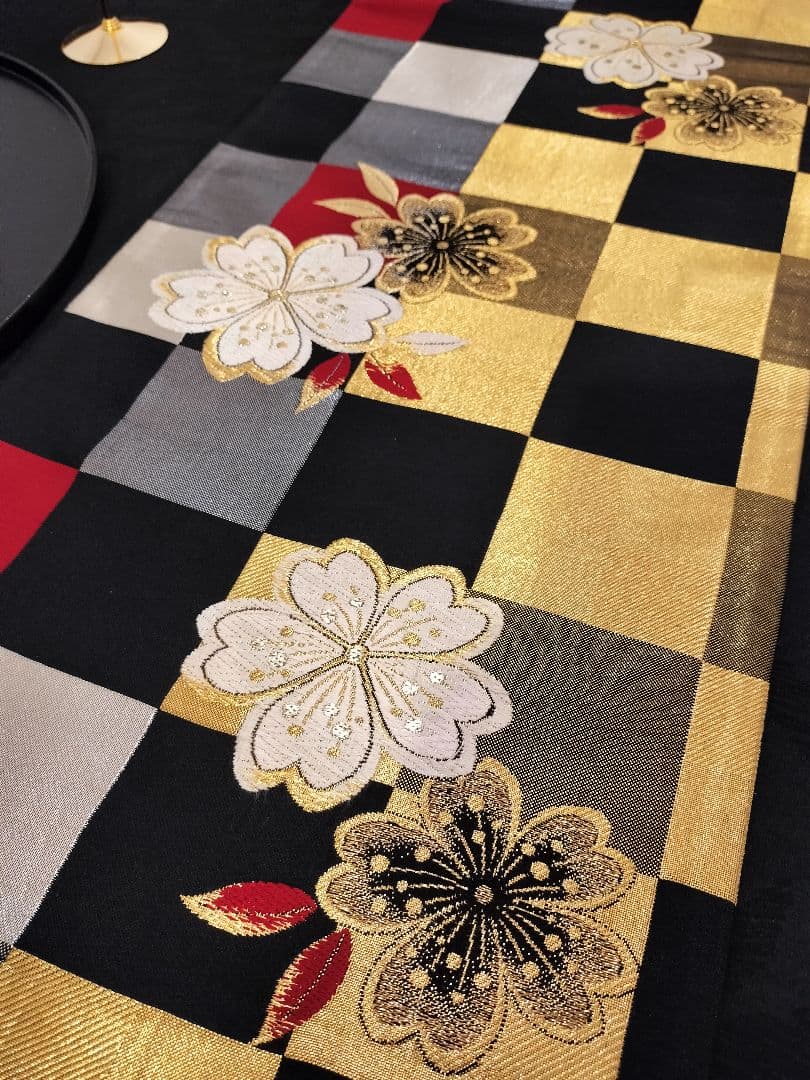 A644★逸品‼️豪華刺繍‼️ひな祭り‼️袋帯正絹テーブルランナー2m16cm