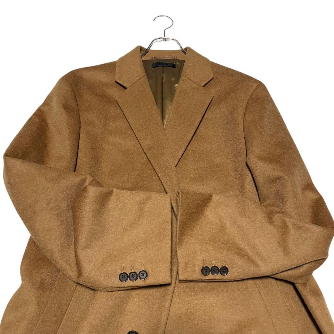 2025AW×カシミヤ混【UNIQLO】美品ロングチェスターコート キャメルXL