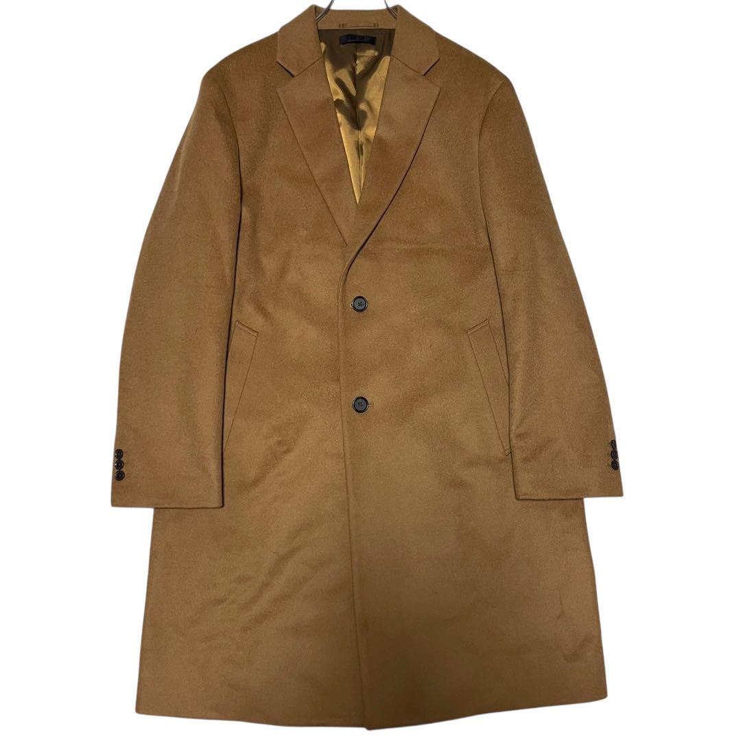 2025AW×カシミヤ混【UNIQLO】美品ロングチェスターコート キャメルXL