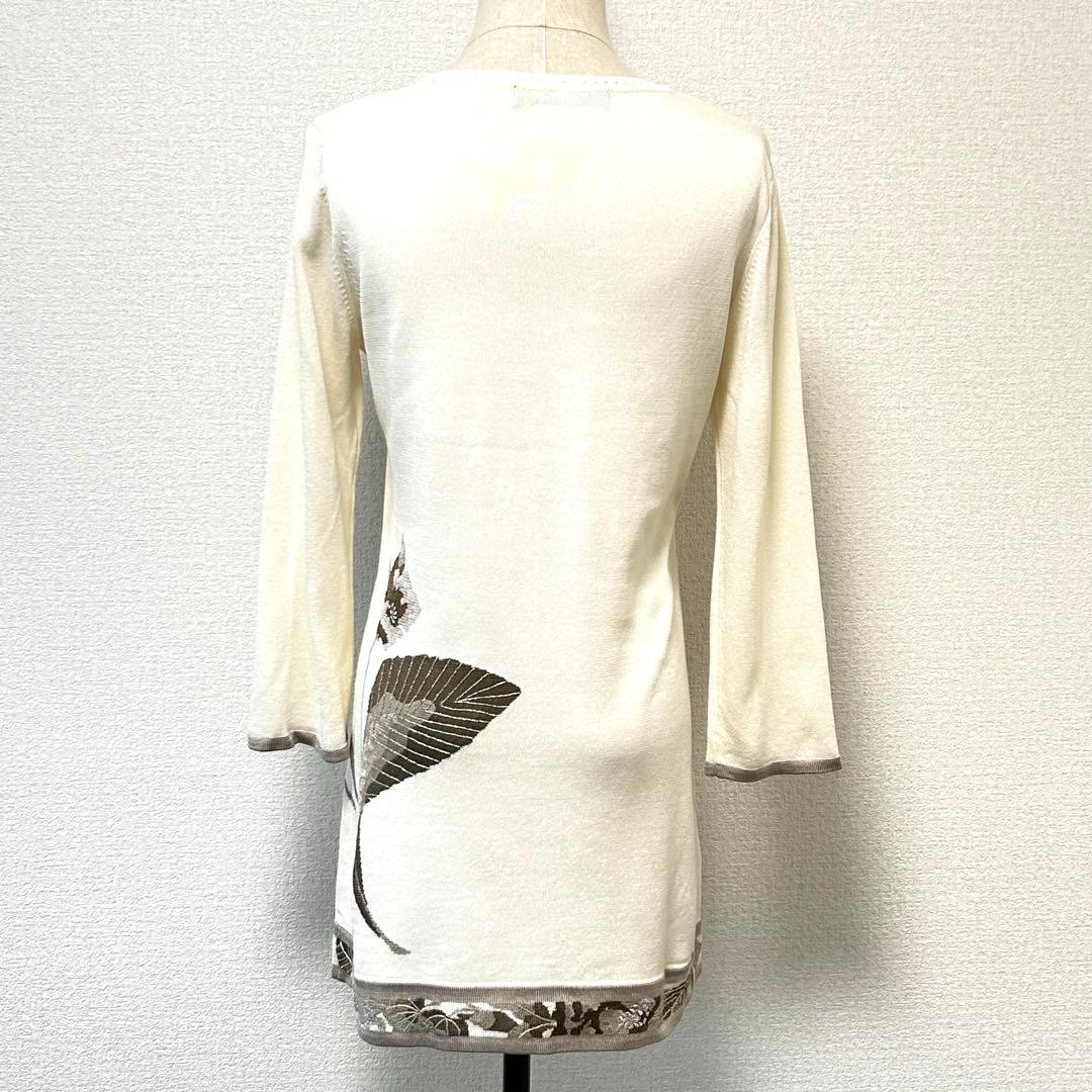 LEONARD レオナール シルク混 花柄ニットチュニック 40