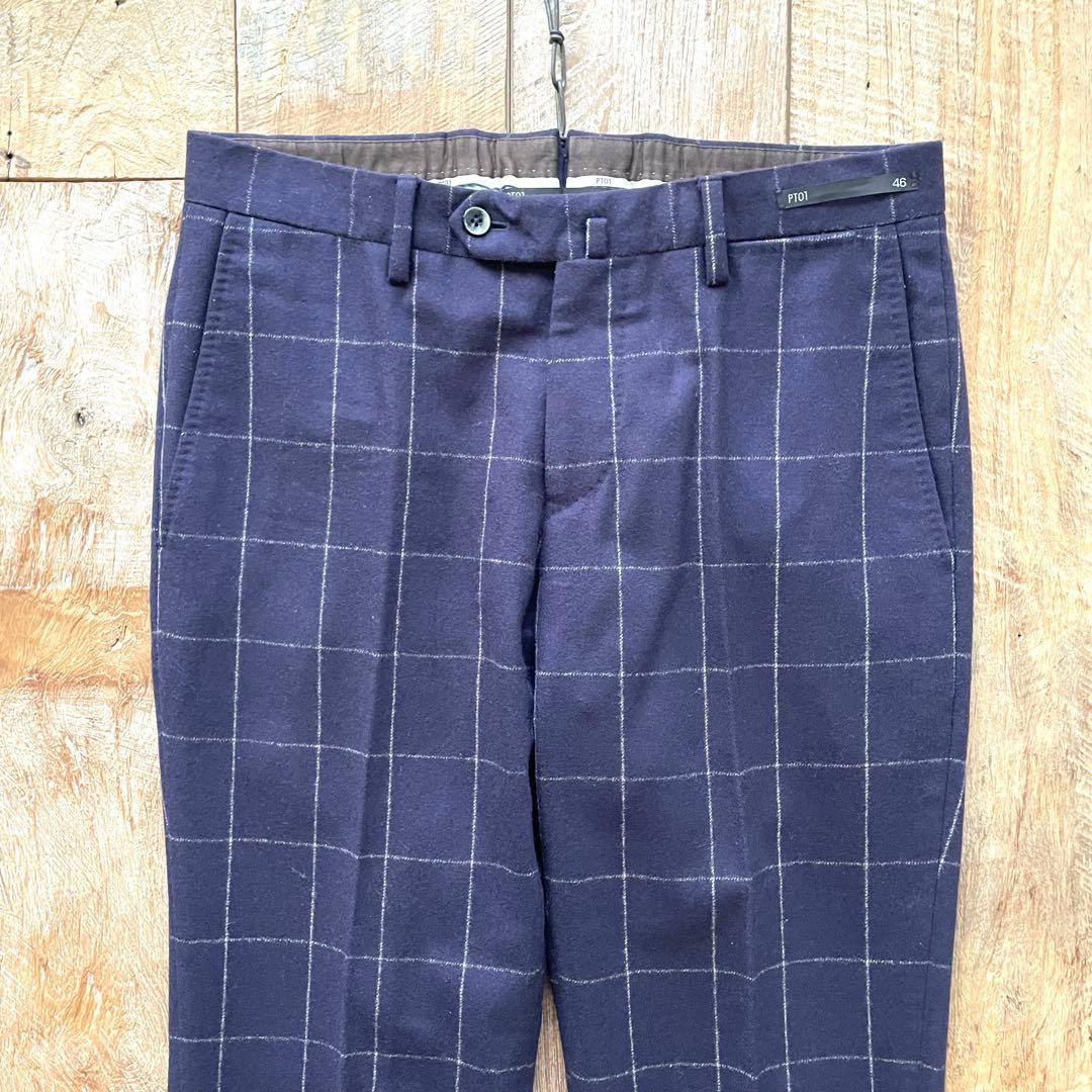 【美品】PT01 EVO FIT テーパード ウール スラックス パンツ 46