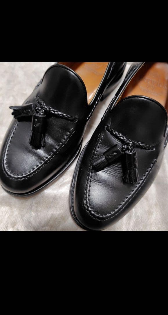 ブラック タッセルローファー レザー