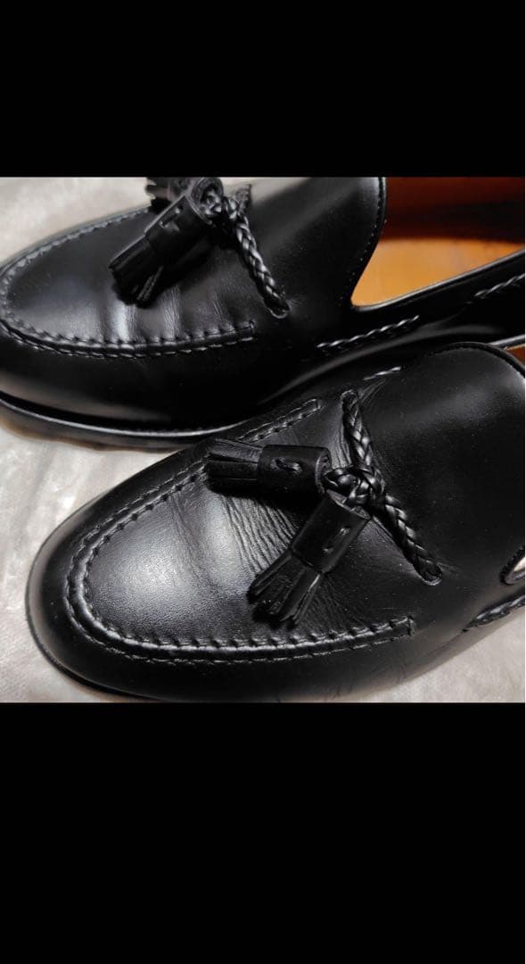 ブラック タッセルローファー レザー