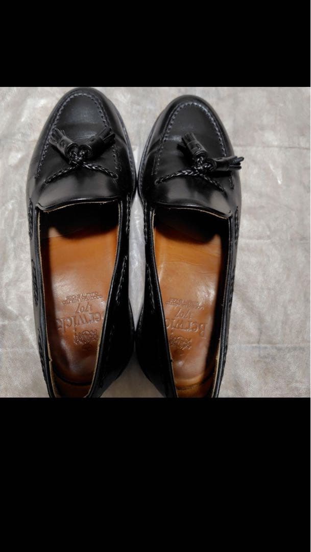 ブラック タッセルローファー レザー