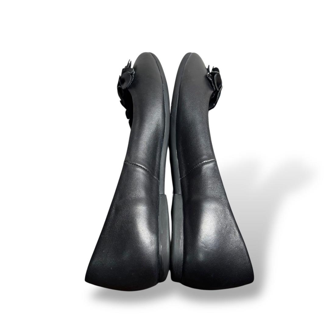 極美品　アンテプリマ　フラットシューズ　23.5 ブラック　レザー　フラワー