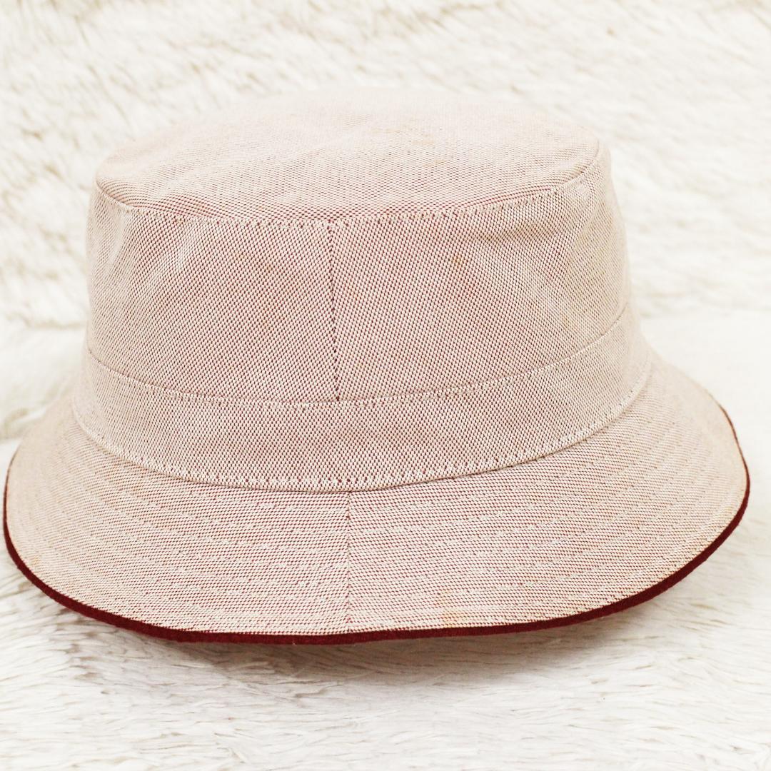 美品 エルメス バケットハット 帽子 コットン レッド HERMES