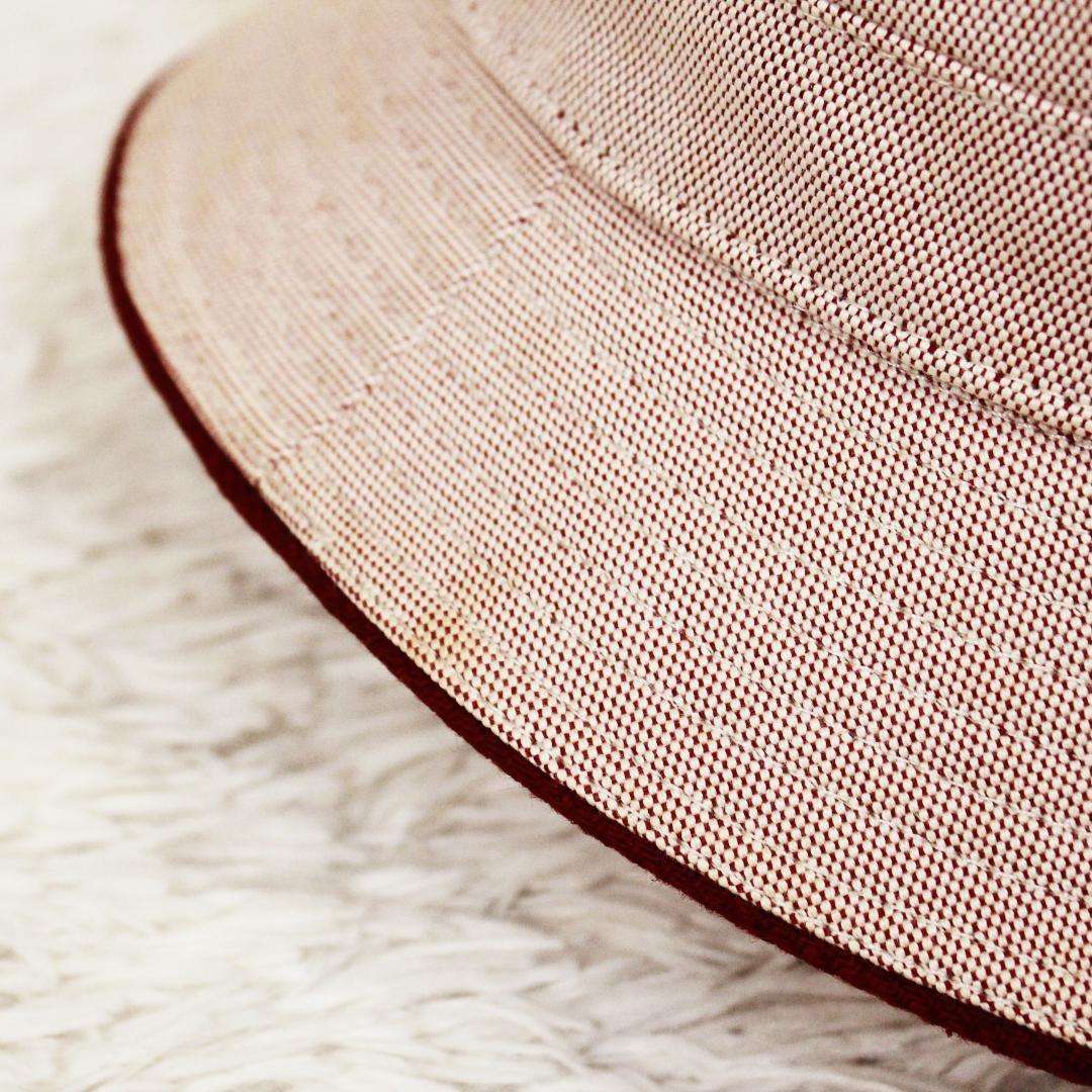 美品 エルメス バケットハット 帽子 コットン レッド HERMES