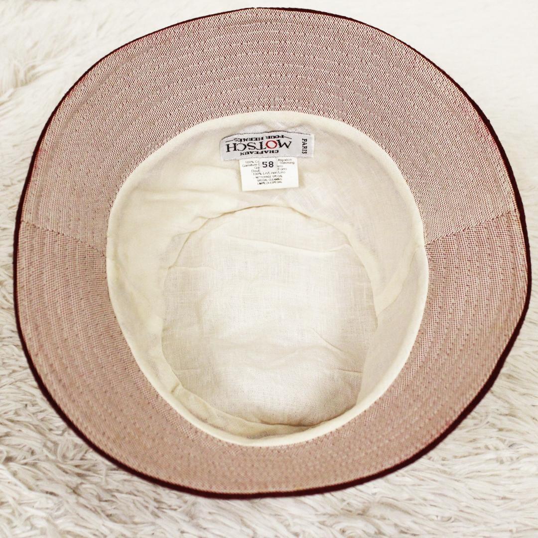 美品 エルメス バケットハット 帽子 コットン レッド HERMES