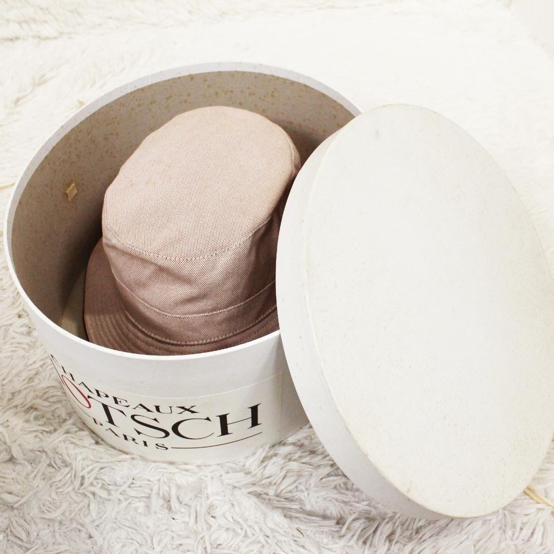 美品 エルメス バケットハット 帽子 コットン レッド HERMES