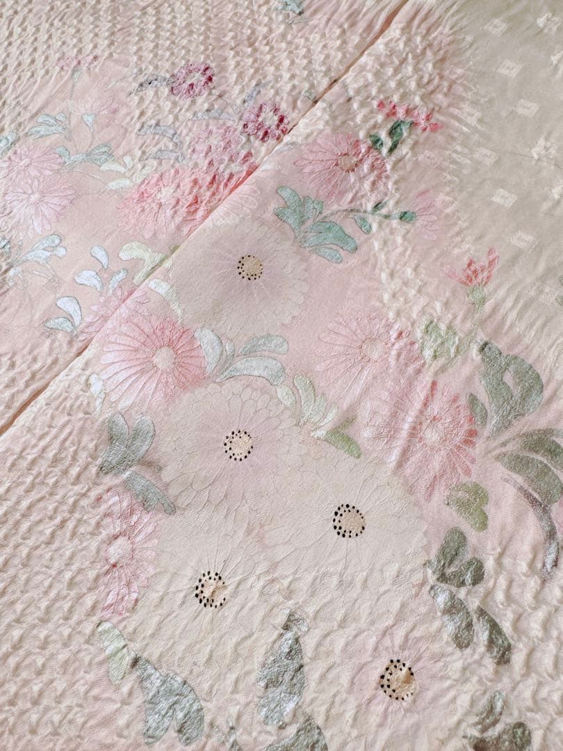 【訳あり特別価格】　正絹　訪問着　総絞り　四季華合わせ