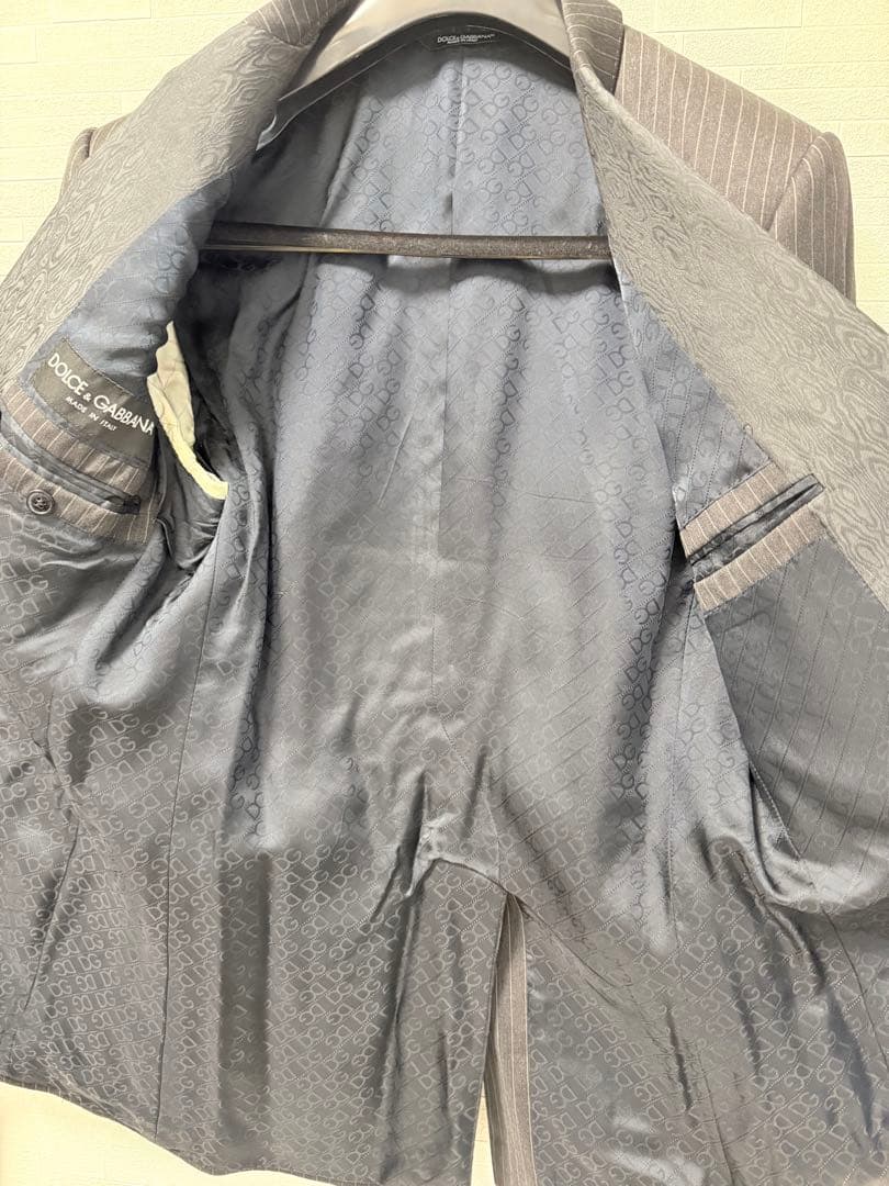 DOLCE&GABBANA スーツ 48サイズ グレーストライプ 裾直し済 美品