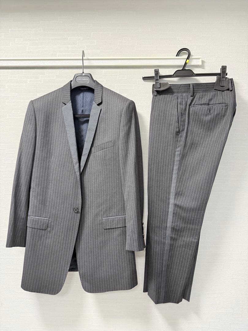 DOLCE&GABBANA スーツ 48サイズ グレーストライプ 裾直し済 美品