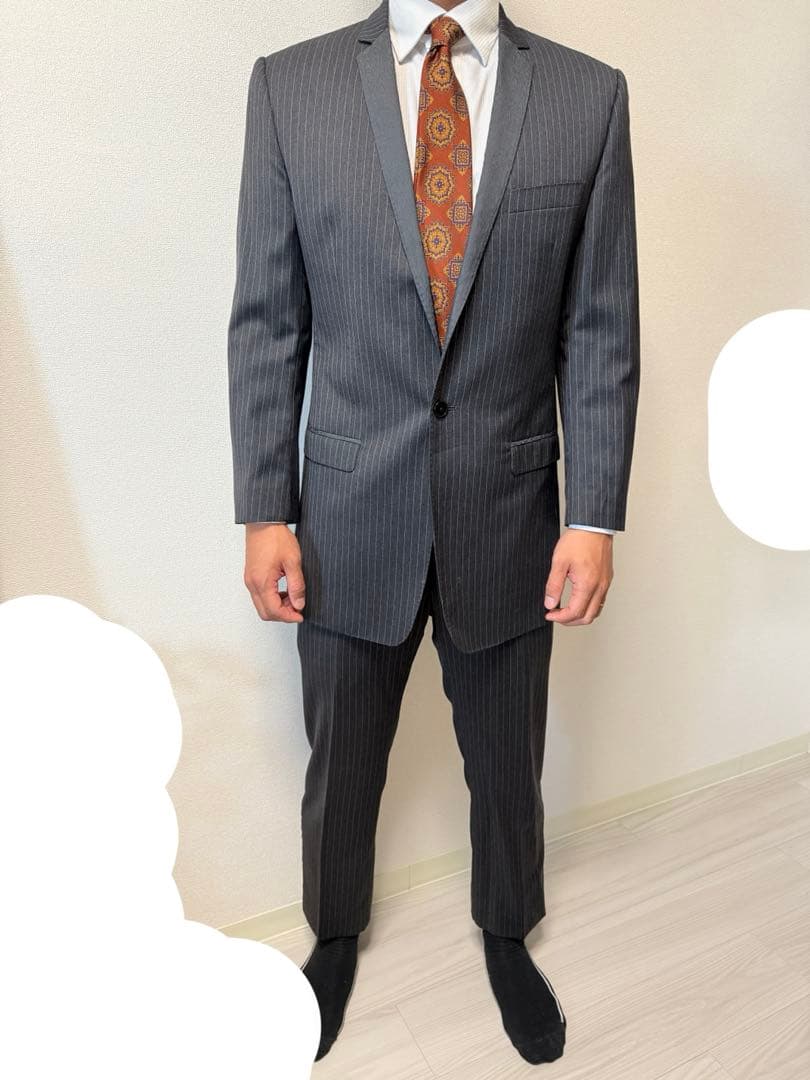 DOLCE&GABBANA スーツ 48サイズ グレーストライプ 裾直し済 美品