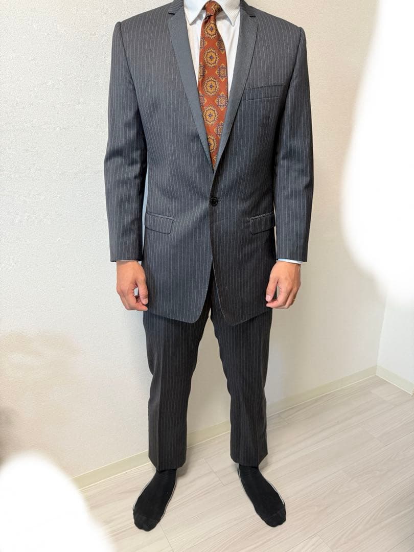DOLCE&GABBANA スーツ 48サイズ グレーストライプ 裾直し済 美品
