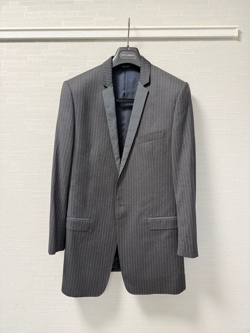 DOLCE&GABBANA スーツ 48サイズ グレーストライプ 裾直し済 美品