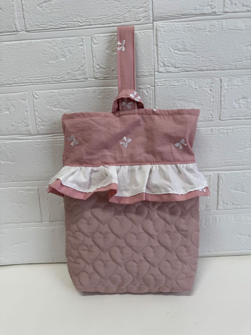 mill　5点set リボン刺繍　ハートキルティング　上履き袋　体操服袋